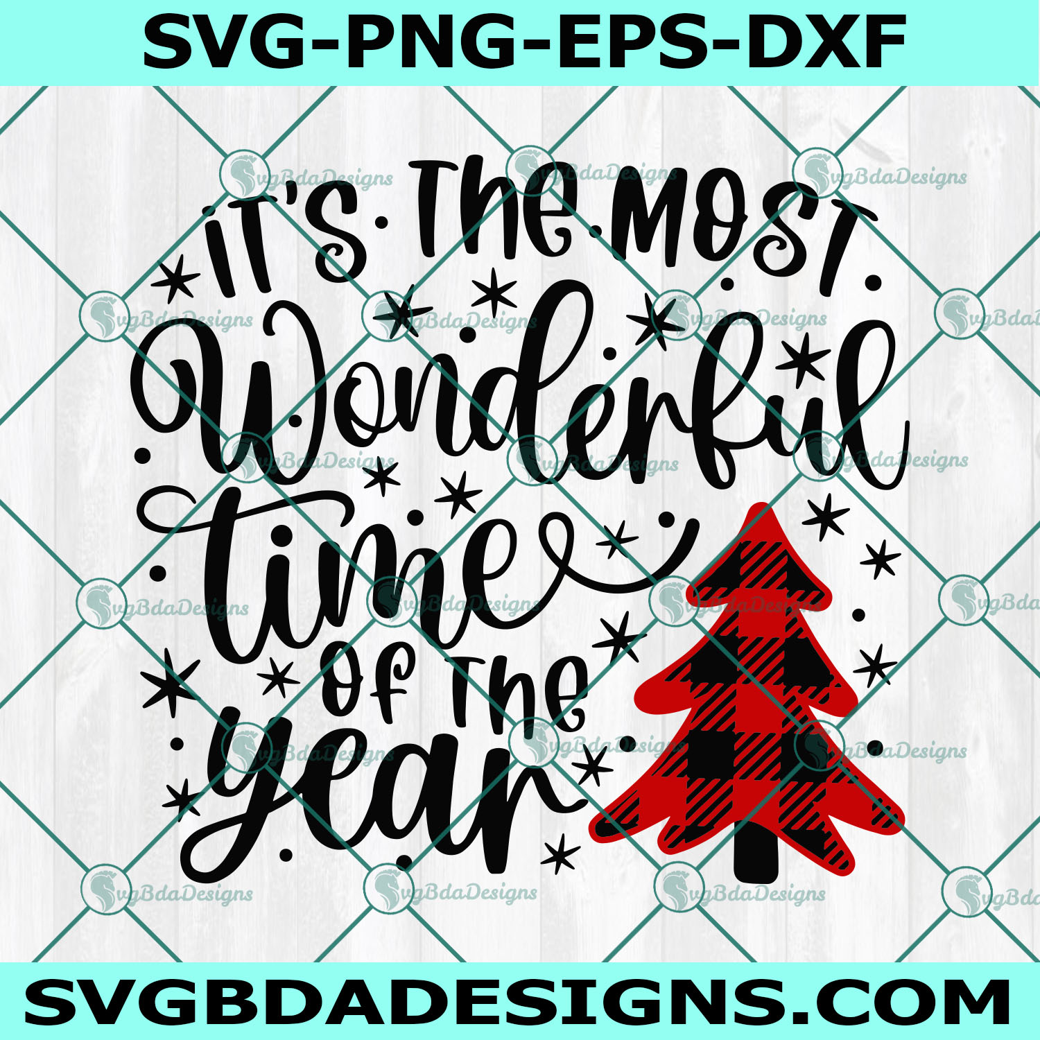 It's The Most Wonderful Time SVG, Christmas Plaid Svg, Merry Christmas Svg, Christmas SVG, Buffalo Plaid Svg, Cricut, Digital Download