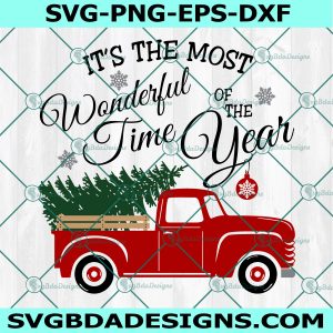It's the most wonderful time svg, Christmas truck tree svg