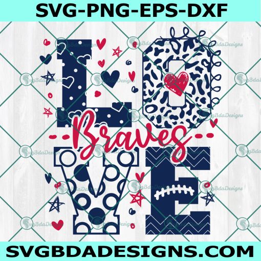 Love Braves SVG, Braves SVG, heart svg,  Braves Football svg,cheerleader svg, Mom Love Braves Svg, Digital Download