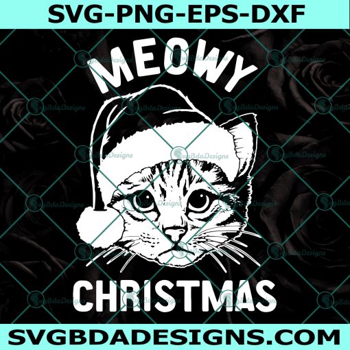 Meowy Christmas Svg, Santa Clause Svg, Cat pet Svg, Santa Cat Svg, Christmas Svg, Cricut, Digital Download