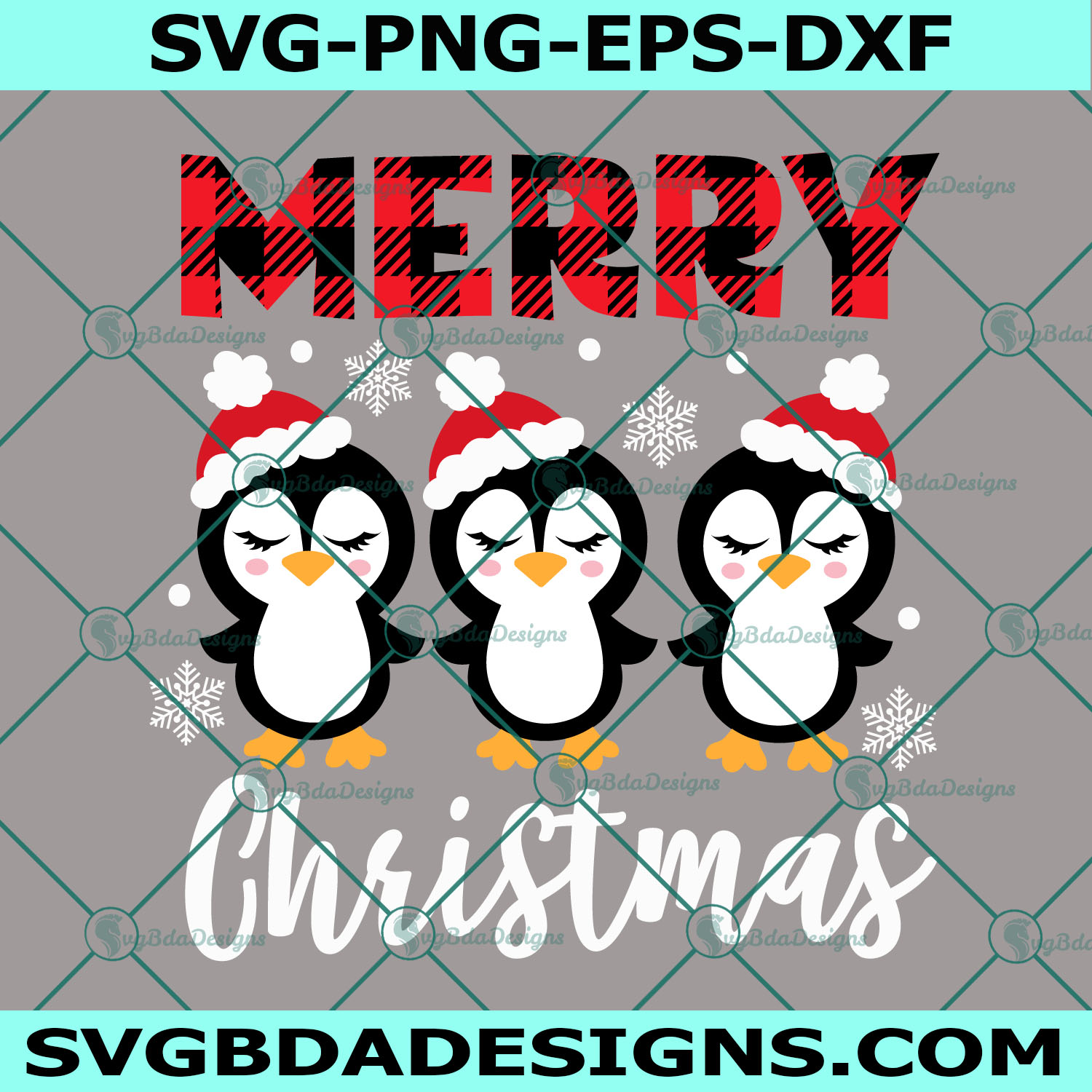 Merry Christmas Penguin Svg, Girl Christmas Svg, Cute Penguin Svg, Buffalo Plaid Svg, Funny Kids Svg, Cricut, Digital Download