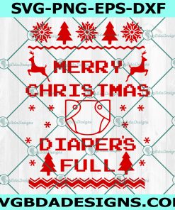 Merry Christmas Diapers Full SVG, Baby Christmas SVG
