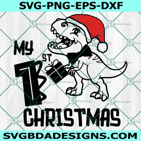 My 1st christmas dinosaur svg, First christmas svg, Christmas dinosaur svg,T rex christmas svg, Cricut, Digital Download