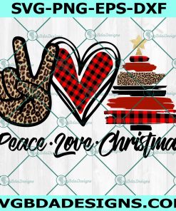 Peace Love Christmas SVG, Christmas, Brushstroke Svg, Christmas Tree SVG