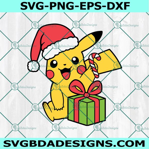 Pikachu Candy Christmas Svg, Pikachu Christmas SVG, Pikachu Santa svg, Pikachu Candy Cane SVG, Digital Download