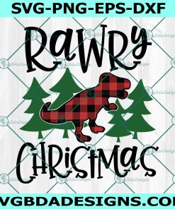 Dinosaur Rawry Christmas SVG, Plaid Christmas Dinosaur SVG