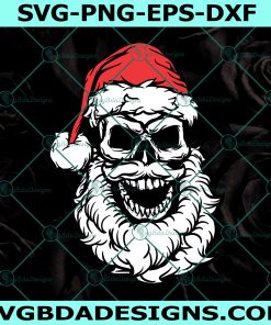 Santa skull Svg, Skeleton SVG, Gothic Christmas Horror Svg