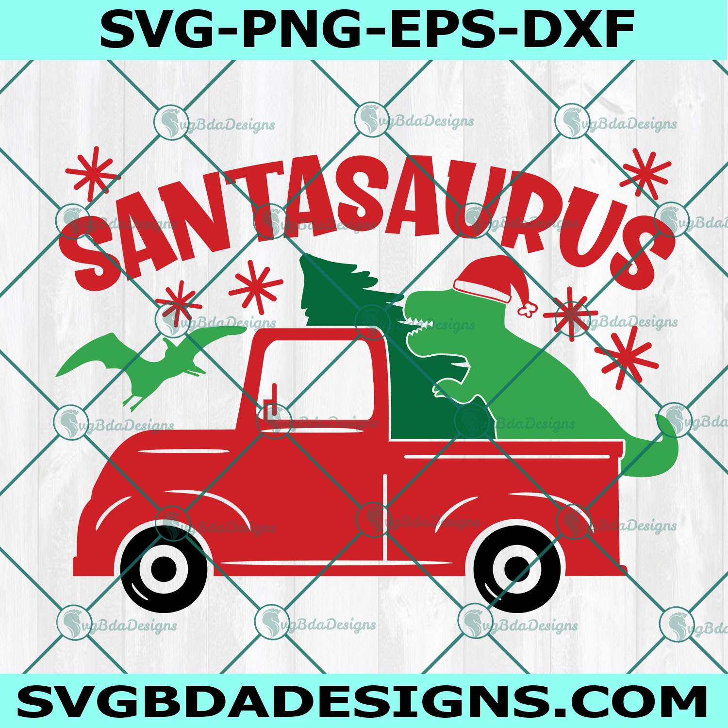 Dinosaur Red Christmas Truck SVG, Christmas Dinosaur SVG , Christmas svg, Digital Download
