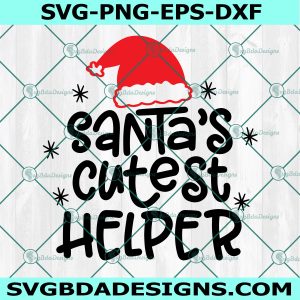 Santa's Cutest Helper Svg, Kids Christmas Svg, Christmas Svg