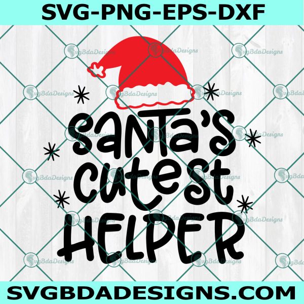 Santa's Cutest Helper Svg, Kids Christmas Svg, Christmas Svg, Digital Download