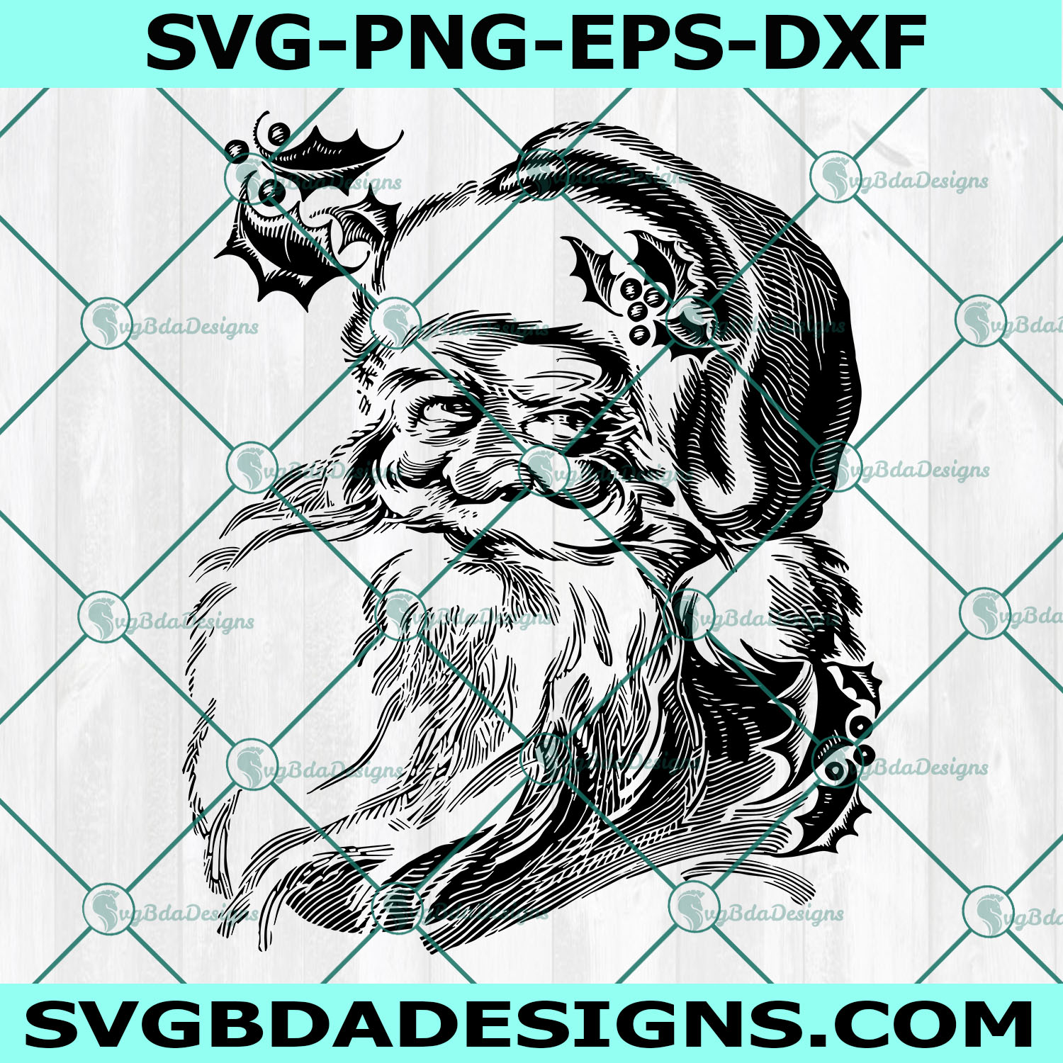 Vintage Santa Head Svg, Vintage Christmas SVG, Santa Face SVG, Christmas svg, Digital Download