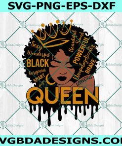 Afro Black Queen Words svg, Natural Hair Black Girl Svg, African American Svg, Black Women Svg, melanin Svg, Digital Download