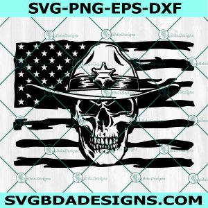 American Sheriff Skull SVG, US Law Enforcement Svg, USA Flag Svg