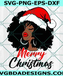 Black Girl Merry Christmas Svg, Merry Christmas Black Girl Svg
