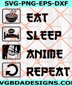 Eat Sleep Anime Repeat SVG, Anime SVG, Manga SVG