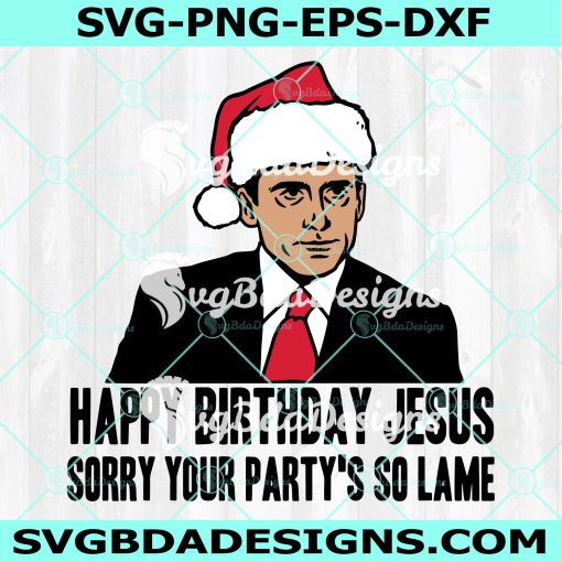Happy Birthday Jesus Svg,Office Christmas Design Svg, Michael SVG, Santa Hat SVG,  Digital Download