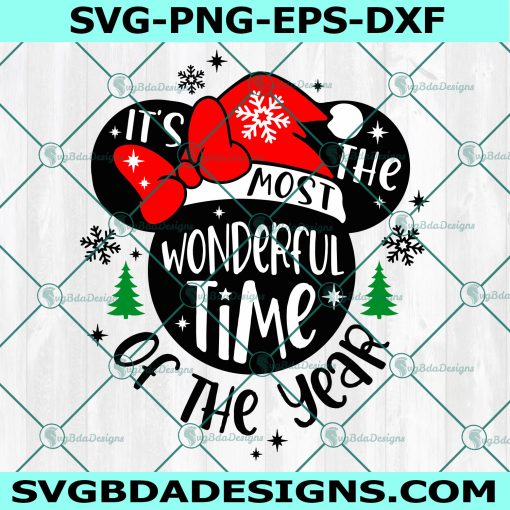 Its The Most Wonderful Time Of The Year Svg, Disney Merry Christmas Svg, Cute ChristmasSvg, Mouse Head Svg, Digital Download