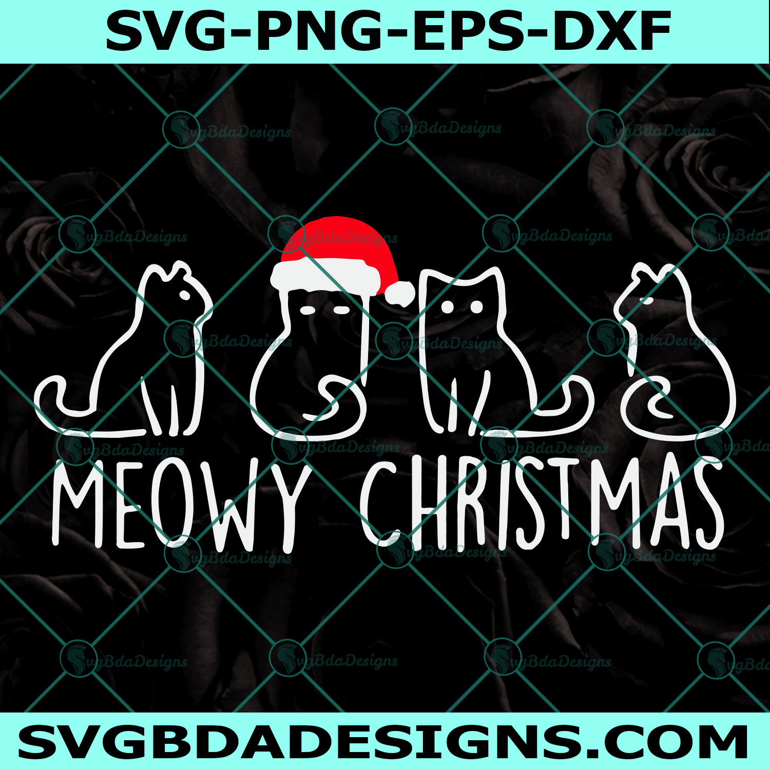 Meowy Christmas 2021 SVG, Meow Svg, Cat svg, Santa Hat Svg, merry christmas svg, Digital Download