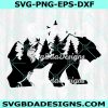 Mountain range bear svg, Adventure awaits SVG, Bear mountain Svg, Digital Download