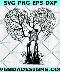 Skeleton Lovers Tree SVG, Dead Love SVG, Gothic Heart Svg