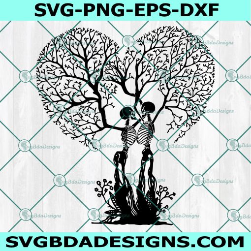 Skeleton Lovers Tree SVG, Dead Love SVG, Gothic Heart Svg, Digital Download