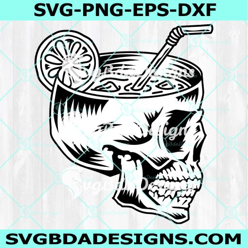 Skull Drink SVG, Cocktail SVG, Lemonade SVG, Hot Sunny Summer Thirsty Party Svg, Digital Download