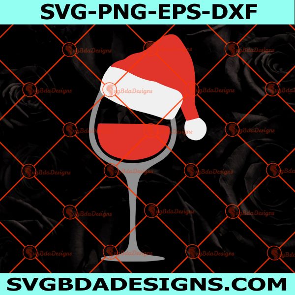 Wine Glass Santa Hat Svg, Santa Hat Svg, Wine Svg, Digital Download
