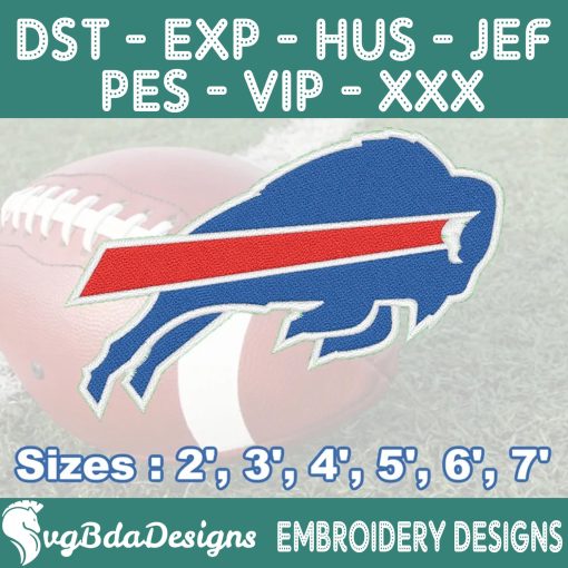 Buffalo Bills Machine Embroidery Design Svg, 6 Sizes Embroidery Machine Designs, NFL Embroidery, Football Embroidery Design Instant Download