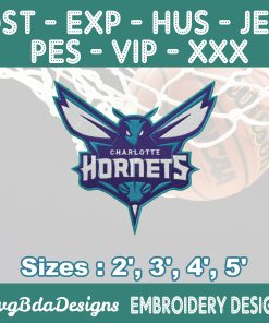 Charlotte Hornets Machine Embroidery Design, 4 Sizes Embroidery Machine Designs, NBA Embroidery, Basketball Embroidery Design, Instant Download