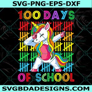 Happy 100 Days Of School Svg, Kids Unicorn Lover SVG, 100 Days Of School Svg, Digital Download