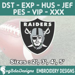 Las Vegas Raiders Machine Embroidery Design, 4 Sizes Embroidery Machine Designs, NFL Embroidery, Football Embroidery Design Instant Download