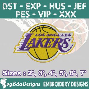 Los Angeles Lakers Machine Embroidery Design, 6 Sizes Embroidery Machine Designs