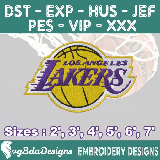 Los Angeles Lakers Machine Embroidery Design, 6 Sizes Embroidery Machine Designs, NBA Embroidery, Basketball Embroidery Design, Instant Download