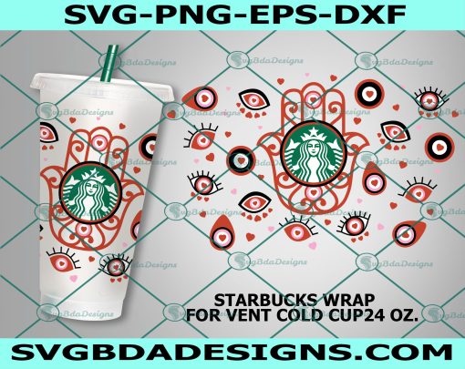 Loving Eye Starbucks Cup Svg, Evil Eyes Svg,Starbucks Cup svg, Valentines Pattern Decal Full Wrap Starbucks sVG, Digital Download