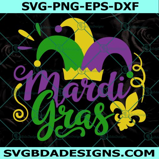 Mardi Gras svg, Fat Tuesday svg, Jester Hat svg, Fleur De Lis svg, Louisiana Svg, Digital Download