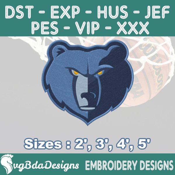 Memphis Grizzlies Machine Embroidery Design, 4 Sizes Embroidery Machine Designs, NBA Embroidery, Basketball Embroidery Design, Instant Download