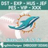 Miami Dolphins Machine Embroidery Design, 4 Sizes Embroidery Machine Designs, NFL Embroidery, Football Embroidery Design Instant Download