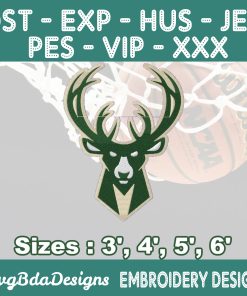 Milwaukee Bucks Machine Embroidery Design, 4 Sizes Embroidery Machine Designs, NBA Embroidery, Basketball Embroidery Design, Instant Download