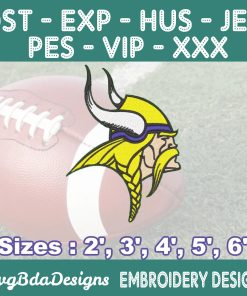 Minnesota Vikings Machine Embroidery Design, 5 Sizes Embroidery Machine Designs, NFL Embroidery, Football Embroidery Design Instant Download