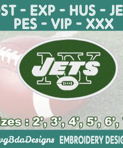 New York Jets Machine Embroidery Design, 6 Sizes Embroidery Machine Designs, NFL Embroidery, Football Embroidery Design Instant Download