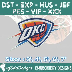 OKC Thunder Machine Embroidery Design, 5 Sizes Embroidery Machine Designs, NBA Embroidery, Basketball Embroidery Design, Instant Download