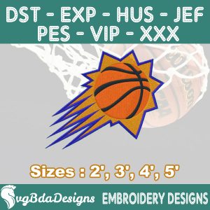 Phoenix Suns Machine Embroidery Design, 4 Sizes Embroidery Machine Designs, NBA Embroidery, Basketball Embroidery Design, Instant Download