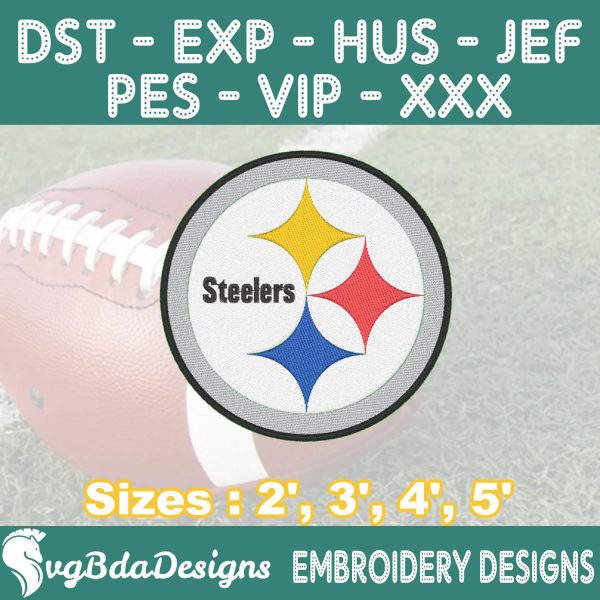 Pittsburgh Steelers Machine Embroidery Design, 4 Sizes Embroidery Machine Designs, NFL Embroidery, Football Embroidery Design Instant Download
