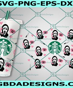 Scream Call Me Starbucks Cup Svg, Scream Starbucks Cup Svg, Scream Call Me Svg , Valentins Scream Pattern Decal Full Wrap Starbucks Venti Cold Cup 24 Oz For Cricut Png, Digital Download