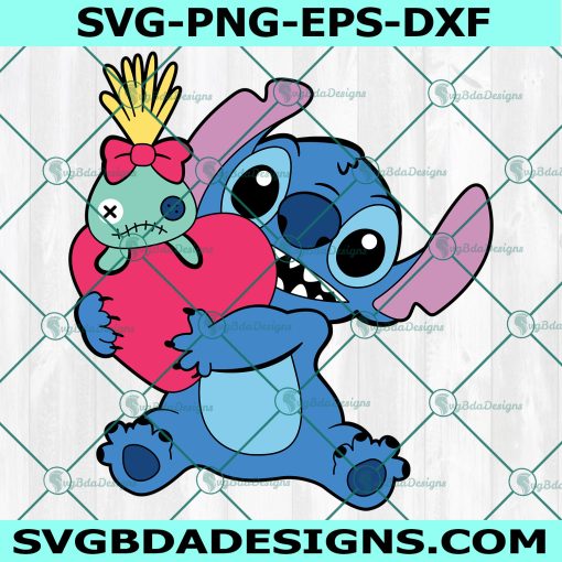 Stitch and Scrump SVG, Stitch Valentine SVG, Valentine's Day Svg, Instant Download