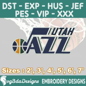 Utah Jazz Machine Embroidery Design, 6 Sizes Embroidery Machine Designs