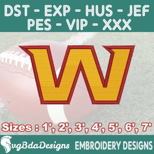 Washington Football Team Machine Embroidery Design, 7 Sizes Embroidery Machine Designs, NFL Embroidery, Football Embroidery Design Instant Download