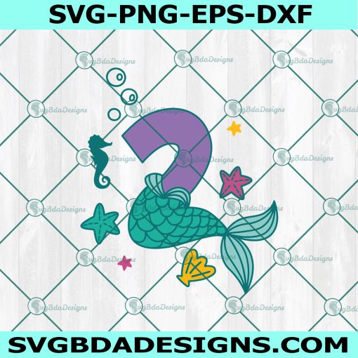 2nd birthday mermaid svg, Mermaid Birthday SVG, 2 Mermaid Svg, Mermaid SVG, birthday girl svg, Mermaid Birthday svg, Instant Download