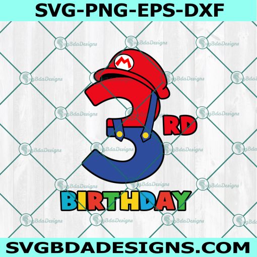 3rd Birthday Mario Bros svg, Super Mario Birthday svg, Three Mario Bros svg, Three Birthday Mario Bros svg, Instant Download