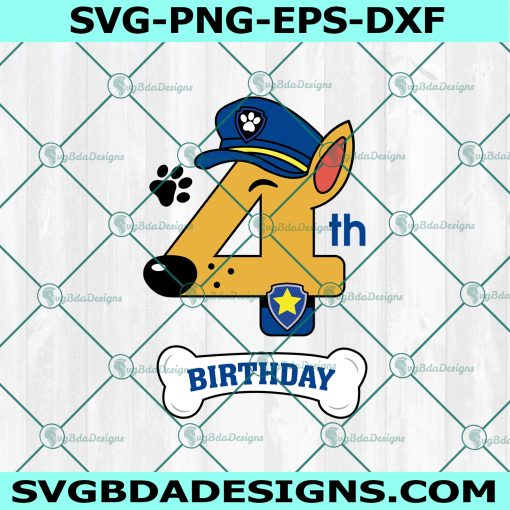 4th Birthday Chase svg, Chase Birthday Svg, 4th Birthday patrol svg, Chase four SVG, Chase four Birthday svg, Instant Download